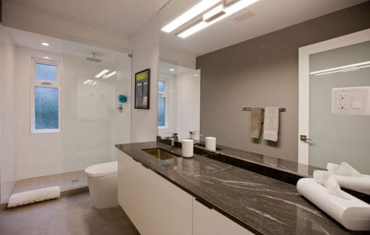 Bathroom with a toilet and shower