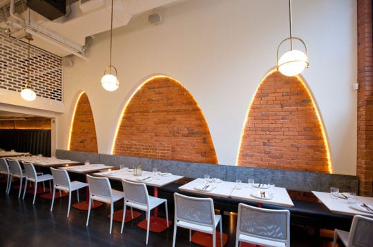 Dining area of recently renovated Greek Gastown Restaurant.