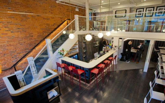 Complete interior shot of the Greek Gastown restaurant.