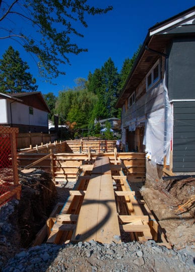 Framing underway in construction phase
