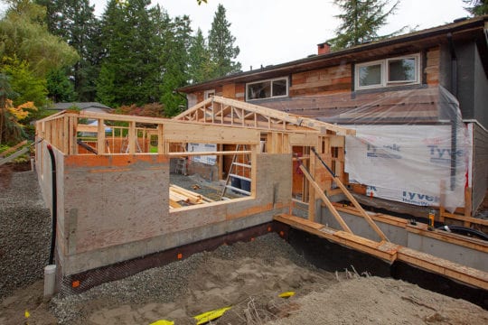 Framing underway in construction phase