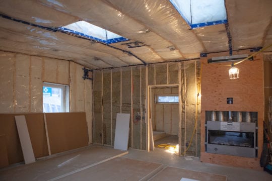 Photo of the Insulation stage of construction.