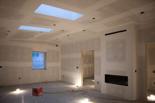Photo of the drywall stage of construction.
