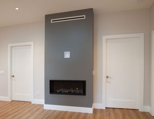 Built in gas fireplace feature wall.