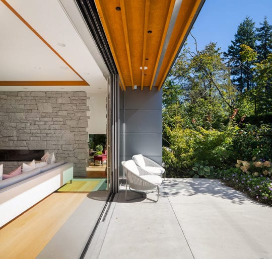 Sliding living room door on custom built Vancouver home.