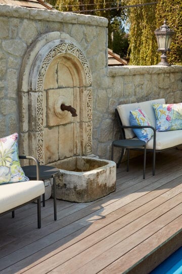 Old World Fountain at the edge of the pool